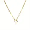 Cadena de Colgante con Clip de Papel de 26 Diamantes Brillantes con Cierre de Mosquetón, Collar Sencillo y Elegante, Venta al por Mayor