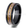 Anillo de hombre personalizado transfronterizo más vendido de Europa y Estados Unidos, anillo eléctrico negro de acero de tungsteno 8 mm, barril de vino de madera con astas en llamas