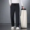 Pantalones casuales de otoño e invierno, forrados de polar y engrosados, pantalones rectos para hombre, corte holgado con cordón, pantalones largos versátiles, pantalones cálidos de invierno para hombre