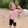 Camiseta de manga corta para niña, moderna, de verano, holgada, con estampado delantero y trasero, de media manga, ropa infantil moderna