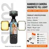 Luz de relleno compacta adecuada para DJI Pocket 3 para transmisión en vivo al aire libre, tomas de cámara de belleza, iluminación con instalación magnética
