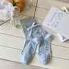 Calcetines Bordados de Dibujos Animados para Mujer, Calcetines Dulces de Encaje en el Tobillo Medio, Calcetines Holgados de Estilo Coreano con Botón de Lazo y Etiqueta de Tela, Sin Costuras