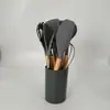 Juego de Utensilios de Cocina de Silicona Colorida con Mango de Madera Resistente a Altas Temperaturas Antiadherente Espátula Cuchara Raspador Utensilios de Cocina Domésticos Herramientas para Hornear Venta al por Mayor