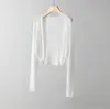 Novedad de Primavera y Otoño Tops Cortos de Punto para Mujer Cárdigans de Punto con Cuello en V Ropa para Aire Acondicionado Chales Prendas de Abrigo Pequeñas
