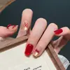 Unhas Usáveis da Chapeuzinho Vermelho 3D Kt Peças de Nail Art Espessadas Produto Acabado Cor Vermelha de Ano Novo Nail Art Clareadora Atacado Removível