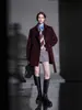 Chic Minimalista Francés Solapa Botón Metálico Doble Faz Lana Abrigo de Lana para Mujer Otoño e Invierno Nuevo Estilo para Mujer