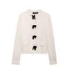 Cárdigan de Cuello Redondo para Mujer Chaqueta Tejida con Lazo Falda Top + Minifalda Tejida Nuevo Estilo