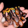 Pingente de Ágata Envolto em Seda Natural, Pingente de Ágata Crua de Madagascar, Pingente de Jade, Corrente para Suéter