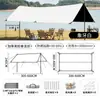 Lona quadrada para acampamento ao ar livre, tecido Oxford, revestida de preto, espessada, à prova d'água e à prova de sol, equipamento portátil ao ar livre para sombra