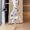 Pantalones falda finos de seda helada de verano para mujer, modelo nuevo 2026, de cintura alta, con caída, cortos, para figuras petite, con pantalones de pierna ancha estilo pintura china de tinta