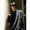 GOOZI MADE Chaqueta Desestructurada con Cuello Alto y Mangas Raglán para Hombre Otoño Primavera Sudadera con Cierre de Botones para Hombre Chaqueta Deportiva para Hombre