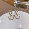 Pendientes de mariposa con concha de diamante y aguja de plata S925 Corea del Sur pendientes coloridos simples de nicho dulce Mori para mujer