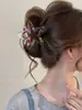 Pinza para el pelo de cristal de color transparente de temperamento para mujer, pinza de tiburón para peinar moños en la parte trasera de la cabeza, accesorio para el cabello de alta gama, pinza para el pelo versátil y moderna