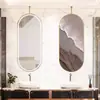 Espelho Oval para Banheiro de Hotel e B&B de Luxo Leve com Haste, Novo Modelo 2025 Espelho de Parede para Lavatório com Luz