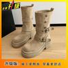 Botines Casuales Elegantes Versátiles Cómodos Ajustados para Mujer Otoño e Invierno 2025 Nuevos Botines Martin de Mujer de Suela Gruesa de Dos Vías