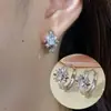 Pendientes de Zirconia de Lujo Ligero y Alta Gama para Mujer, Diseño Sencillo, Pendientes Versátiles, Modernos y Personalizados, Nuevos Pendientes Transfronterizos