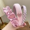Diadema Rosa Francesa Retro para Niñas 2024 Nuevo Estilo Verano Color Sólido Corona Alta Presionando Esponja para el Cabello Diadema Accesorios para el Cabello