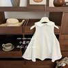 ¡Moderna Siete Pequeños Siete Alicia Transfronteriza! Vestido sin mangas para niña bordado estilo francés con cuello camisero para niñas