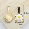 Accesorios de joyería DIY, aleación, huevo frito aceitado, huevo escalfado, simulación de sartén, pequeña espátula, pulsera, colgante, llavero