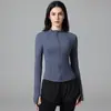Top de Yoga Nude Cuello Alto Delgado Corto Chaqueta Deportiva para Mujer Gama Alta Fitness Transpirable Cepillado Ropa de Yoga