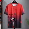 Traje de Manga Corta para Hombre Verano 2024 Nueva Marca de Moda Ins Seda de Hielo Top de Media Manga Camiseta Casual de Cuello Redondo de Secado Rápido