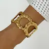 Pulseira Cruzada Europeia e Americana com Folhas e Flores Irregulares Série Oceano em Aço Inoxidável para Mulheres com Padrão Suave de Martelamento Metálico Personalizado