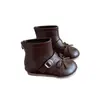 Botas de Piel para Niña 2026 Otoño Nuevo Estilo Retro Moño Moda Coreana Botines Versátiles Estilo Ballet Modernas