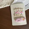 Novo Presilha de Cabelo Infantil com Laço Floral de Renda Amarelo e Rosa Presilha Lateral Presilha para Franja