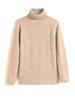 Suéter de Cachemira de Montaña Grueso de Doble Hilo Otoño e Invierno Nuevo Jersey para Mujer Camiseta Base de Punto Suelta Otoño e Invierno Suéter de Cuello Alto Jacquard