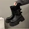 Botas Martin con Plataforma y Tacón Grueso para Mujer 2026 Nuevas Botas de Motocicleta con Tacón Grueso para Otoño Aumento de Estatura para Personas Bajas Botines Retro Británicos