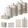 Set de 10 Bolsas de Almacenamiento de Viaje de Compresión Cuidadosamente Seleccionadas, Bolsa de Almacenamiento de Malla con Cordón para Empacar por Separado, Bolsa Organizadora para Equipaje, Maquillaje y Artículos de Tocador