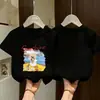 Camiseta de manga corta para niña 2026 nuevo estilo ropa de verano para niños top de dibujos animados elegante para niños mayores y pequeños camiseta base de algodón puro