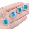 Transmisión en vivo de TikTok Diamante Amarillo Diamante Azul Mar Argyle diamante rosa cuadrado colorido tesoro anillo aretes colgante collar traje de joyería mujeres