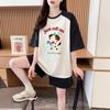 Traje Deportivo de Estilo Perezoso de Dibujos Animados para Mujer Verano Talla Grande Holgado Algodón Mangas Raglán Manga Corta Shorts Casual Conjunto de Dos Piezas
