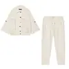 Roupas femininas europeias e americanas transfronteiriças, camisa casual da moda mais vendida do AliExpress com mangas ajustáveis e calças retas com amarração na cintura baixa