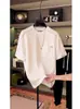 Lujo Ligero Verano Personalizado Original Cuello Redondo Manga Corta Tendencia Ins Casual Versátil Estilo Coreano Empalme Transpirable Camiseta para Hombre Holgada