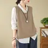 Chaleco de Punto para Mujer Primavera y Otoño 2025 Nuevo Holgado en Capas Chaleco Chaleco Superior Tejido para Mujer Verano