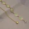 Nova Corrente de Cintura de Metal Estilo Boêmio com Incrustação de Turquesa, Cinto Fino de Metal Prateado, Corrente Punk Estilo Étnico