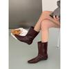 Botas Curtas de Bico Quadrado Novas Botas Femininas 2025 Outono e Inverno Rasteirinhas Botas Femininas Botas Slim de Nicho Botas de Salto Baixo Botas