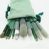 Set de 13 brochas de maquillaje para principiantes: polvos, sombras de ojos, labios, corrector, rubor, base, suave, para el cabello, belleza, brocha verde Four Seasons