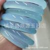 Pulsera de ágata calcedonia aquamarina semilla de hielo al por mayor pulsera de barra redonda de calcedonia ágata cian aceite congelado Tianqing pulsera de jade en vivo