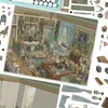 Nuevas pegatinas de escena en miniatura doradas retro con temática de dibujos animados para diorama, pegatinas de escena en miniatura 3D para journaling y juguetes antiestrés