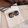 Pendientes Geométricos Retro con Estampado de Leopardo para Otoño e Invierno para Mujer, Pendientes de Gama Alta Estilo Maillard, de Nicho con Estilo, Lujo Accesible y Pendientes Únicos