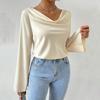 Comércio Exterior Transfronteiriço Roupas Femininas: Camiseta de Estilo Maduro e Intelectual, Blusa Elegante e Cool de Manga Longa para Outono e Inverno
