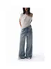 Jeans largos casuais plus size com respingos de grafite e pernas largas, estilosos e versáteis, calças compridas estilo coreano, calças afuniladas para silhueta em pera