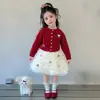 Conjunto de vestido para niña, colección primavera/otoño 2026, nuevo y elegante vestido con falda abullonada para niños, vestido de princesa de dos piezas para niñas pequeñas