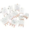 Conjunto de Cavalete de Quadro de Pintura a Óleo Mini Personalizado para Crianças Madeira Acrílico Pintura em Branco Grafite Pintado à Mão DIY Pequena Tábua de Desenho