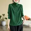 Camiseta Base de Terciopelo Alemán Doble Cara con Empalme Sencillo y Cuello Semi-Alto para Mujer, Nueva Moda Versátil Elegante para Otoño e Invierno 2026