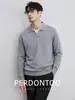 Gao Zhi Lao Qian Otoño e Invierno Cálido Sin Botones Cuello de Gaviota Tejido de Lana Suéter Casual Versátil de Color Sólido para Hombre