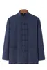 Traje Tang de Algodão e Linho Estilo Chinês Traje de Manga Longa para Homens, Estilo Chinês Retro Solto Hanfu Tai Chi Top, Roupa Zen, Roupa de Leigo